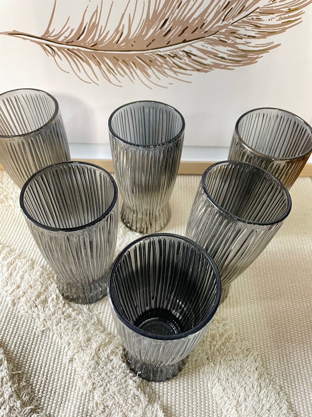 Juego de 6 vasos  color negro grande