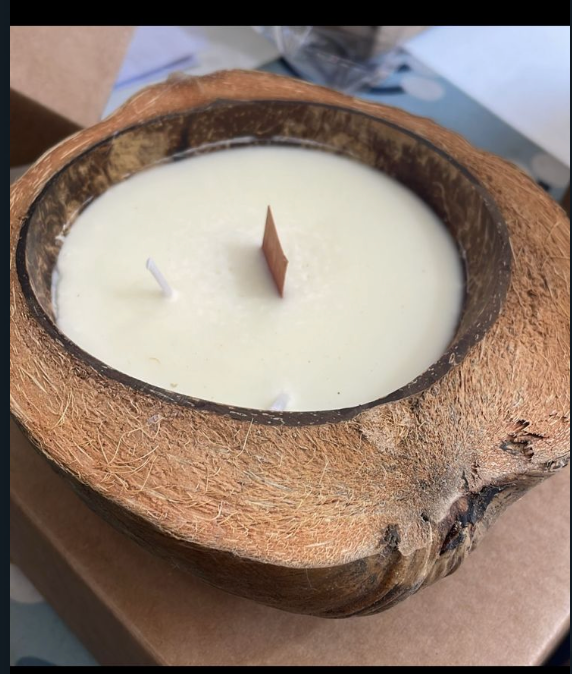 vela en cortesa de coco, aromáticas
