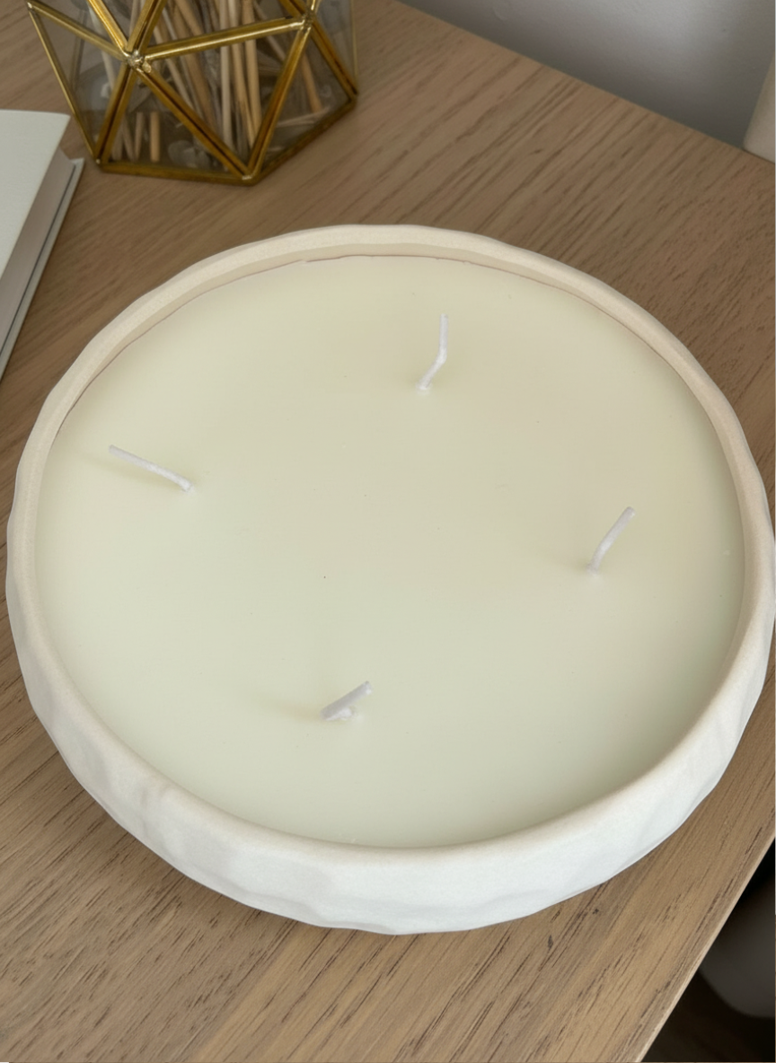 Vela Minimal Nieve Cuenco Blanco Redondo Y Bajo