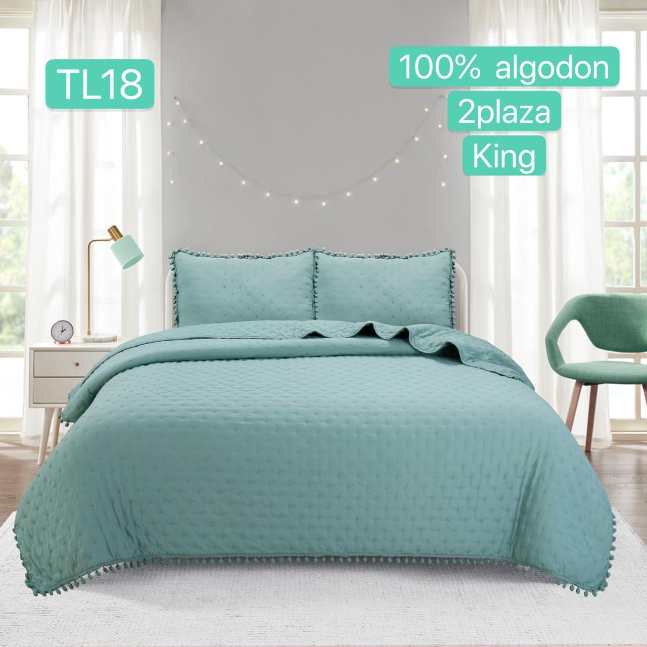 Cubrecamas Algodón con pom poms