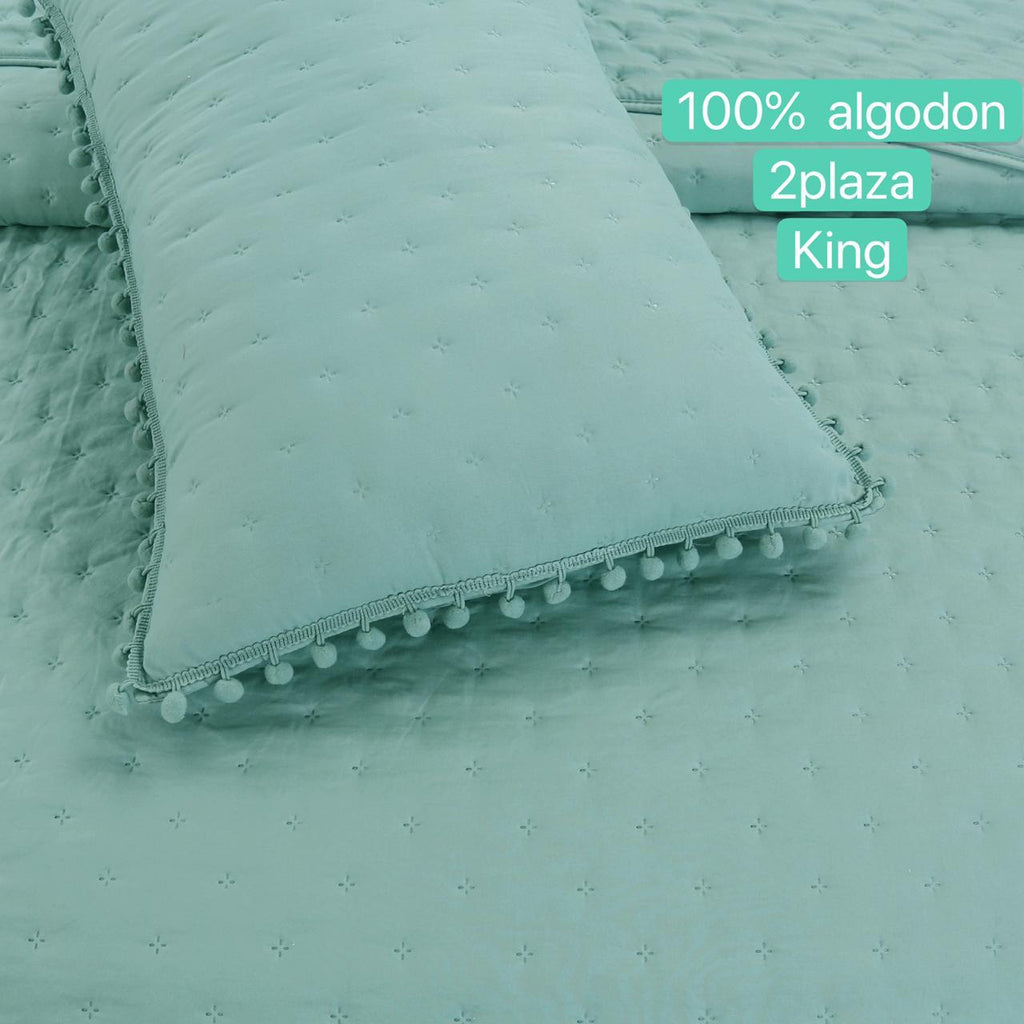 Cubrecamas Algodón con pom poms