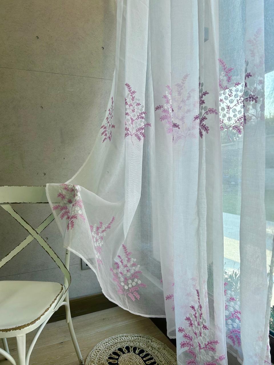 Visillos bordados flores