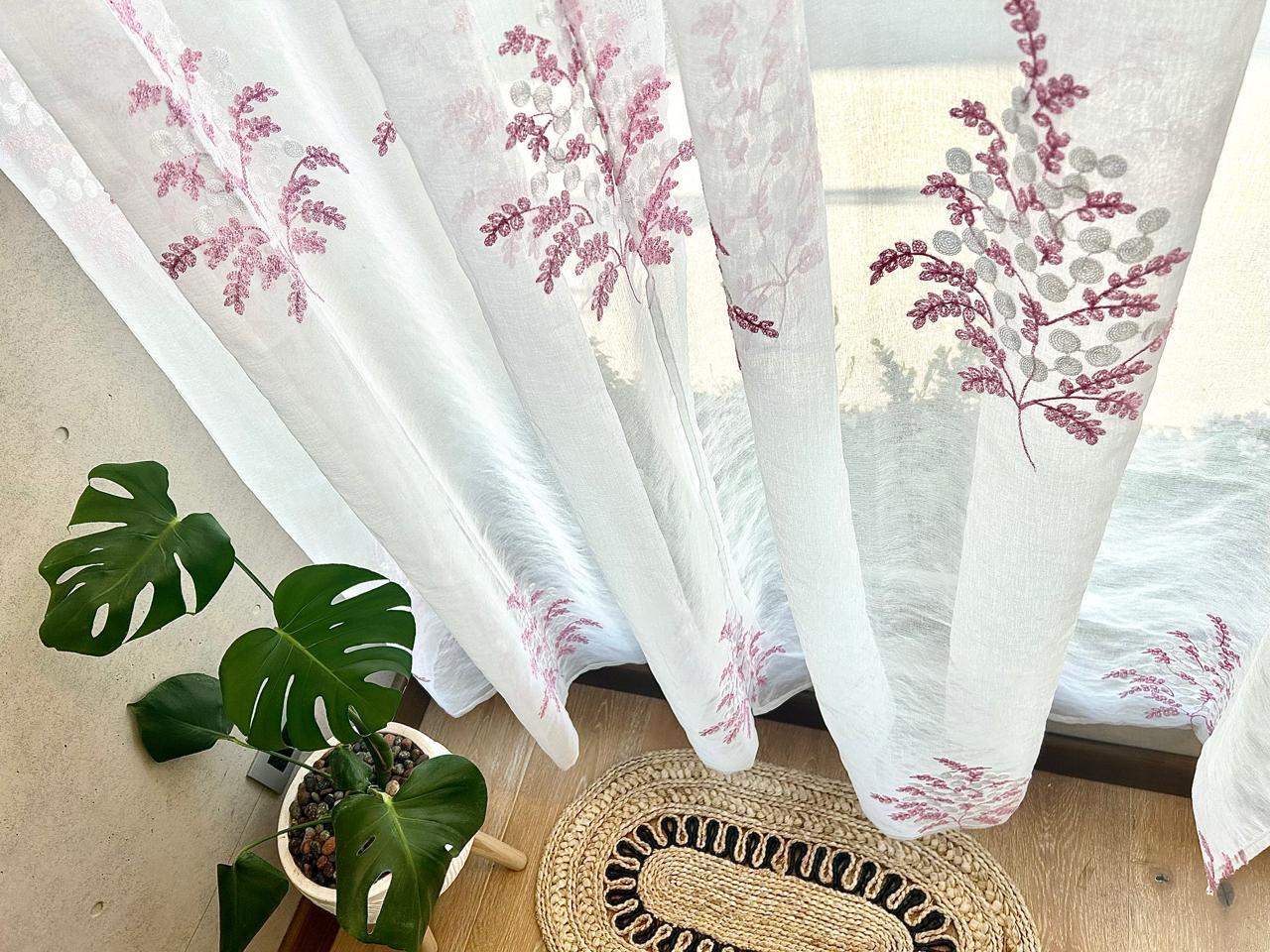 Visillos bordados flores