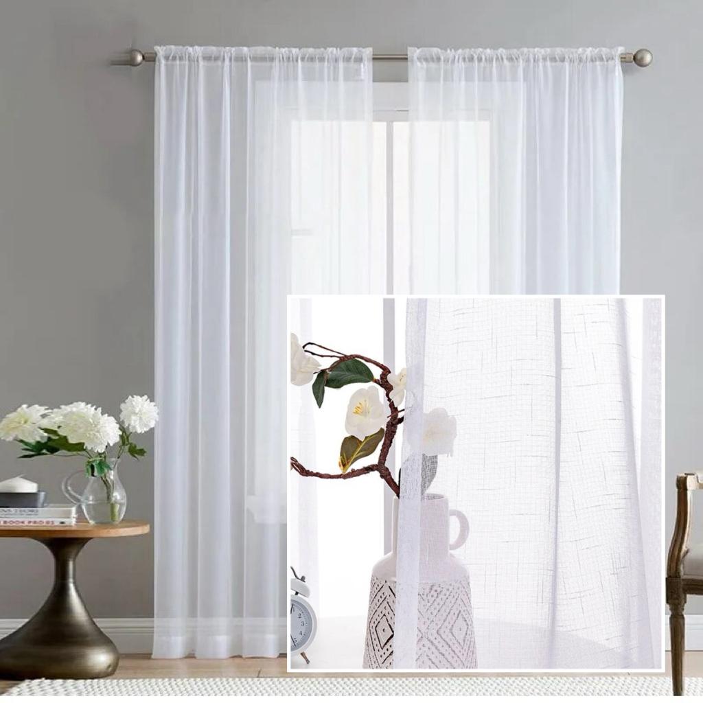 Visillo liso de lino con pasador