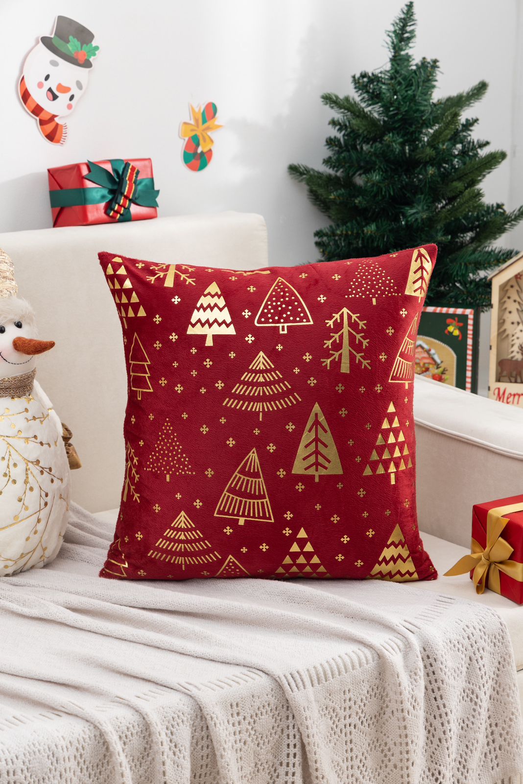 Fundas de cojines estampadas navideñas