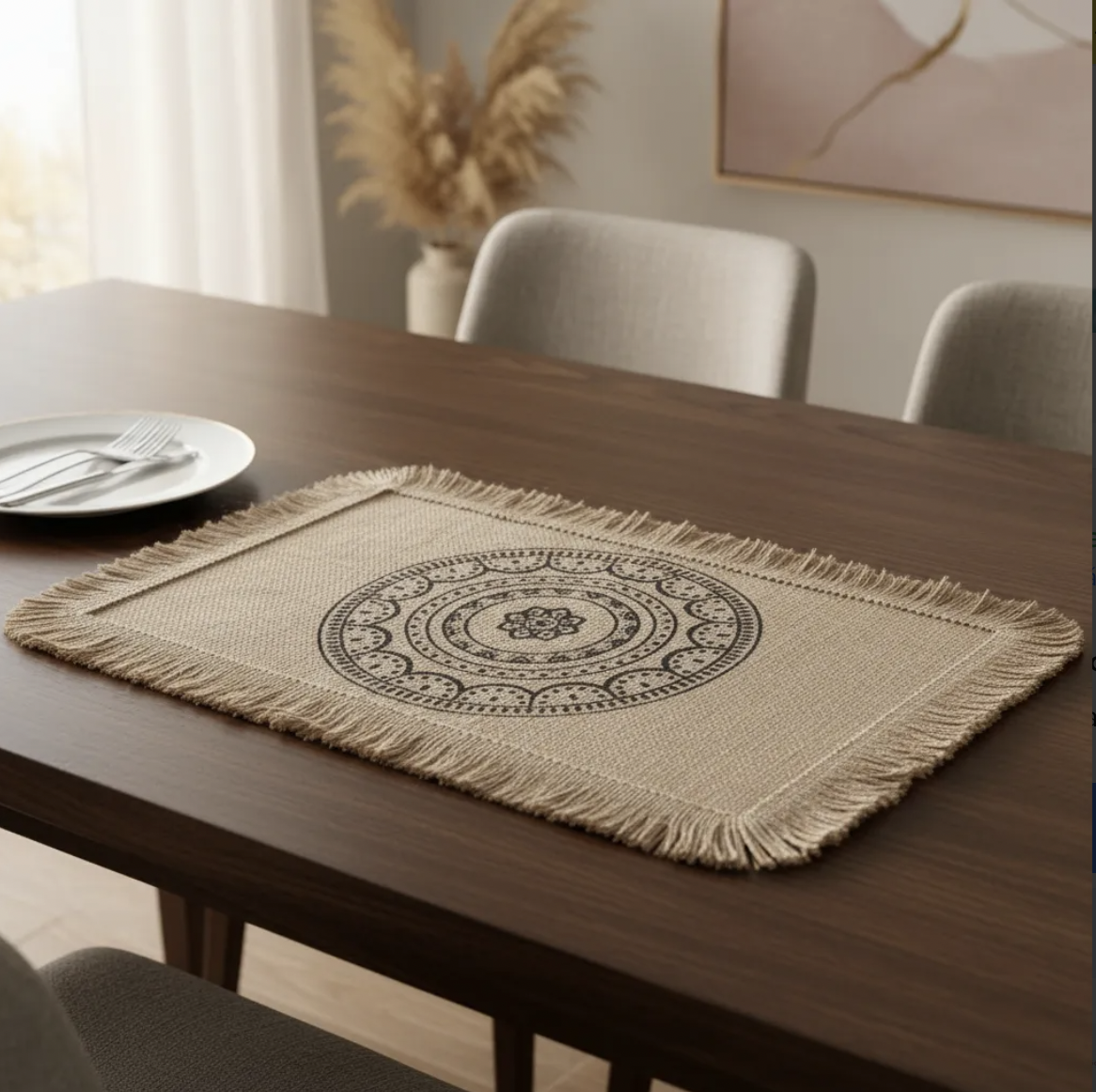 Individual  con fibra  de yute,  mandala