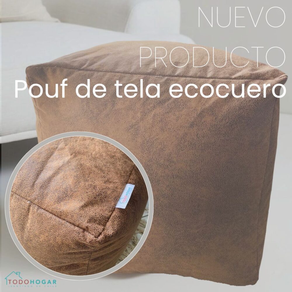 Pouf  de tela  ecocuero cuadrado 45x45cm - Imagen 2