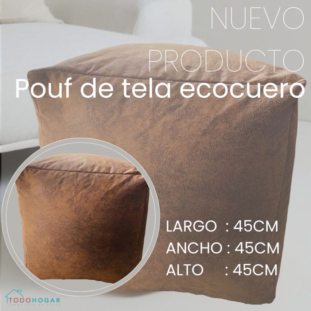 Pouf  de tela  ecocuero cuadrado 45x45cm - Imagen 3