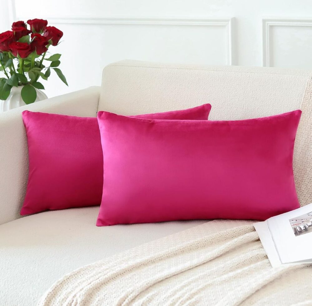Fundas de cojines terciopelo  fucsia - Imagen 2